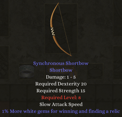 Weapon popup showing attack speed stat